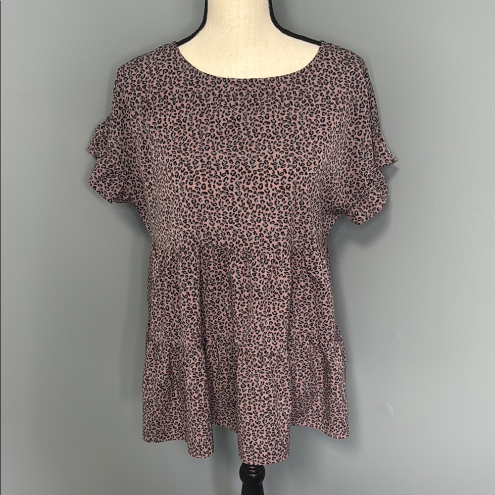 Final Touch Women’s Purple Animal Print Blouse Top Sz M
